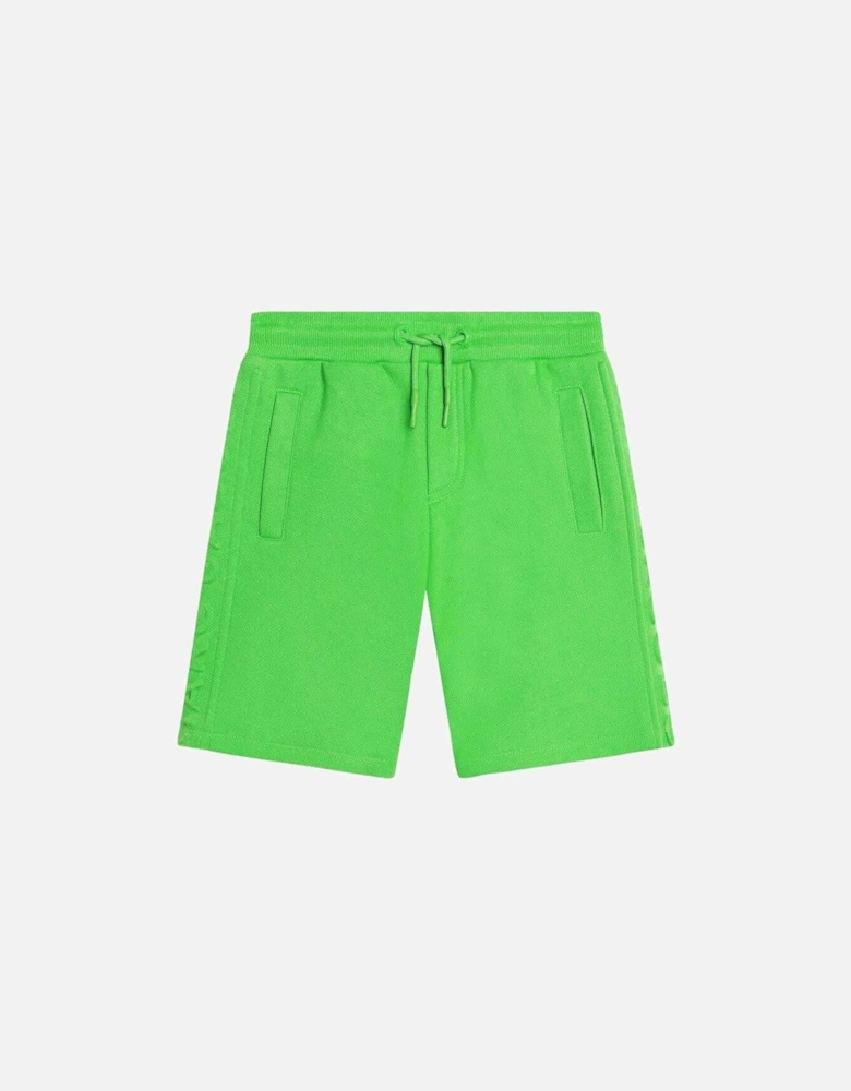 Boys Green Embossed Logo Shorts