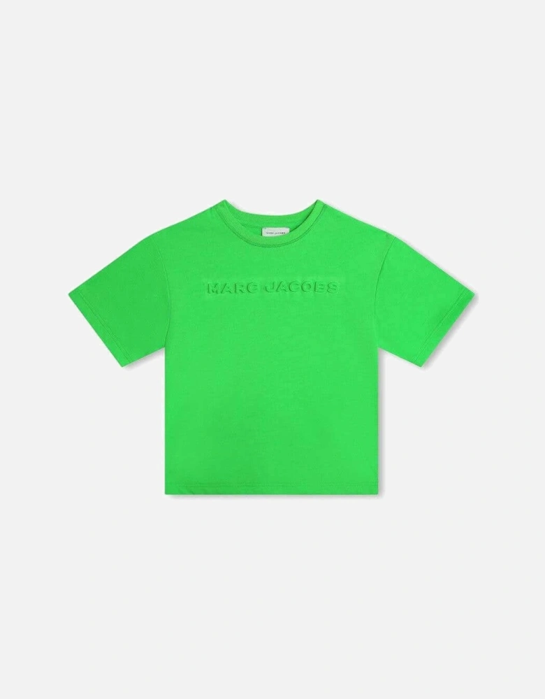 Boys Green Embossed Short Sleeve T-Shirt