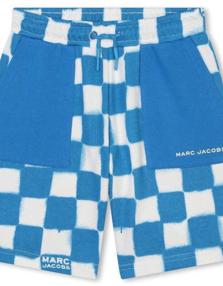 Boys Blue & White Checked Shorts