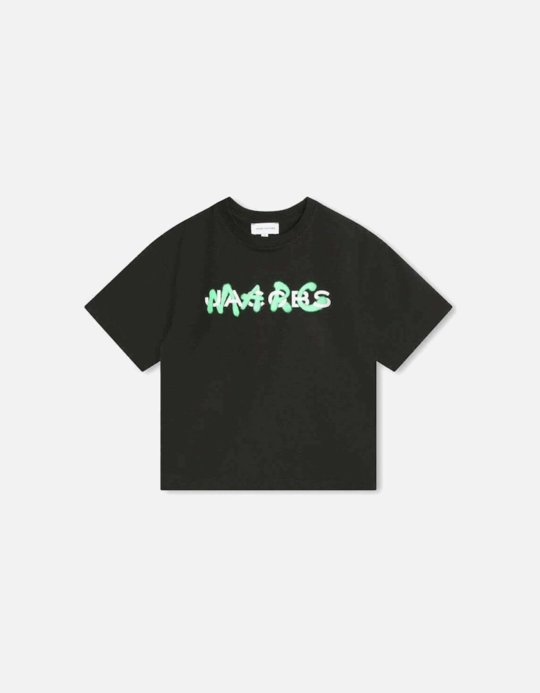 Boys Black Graffiti Logo Short Sleeve T-Shirt