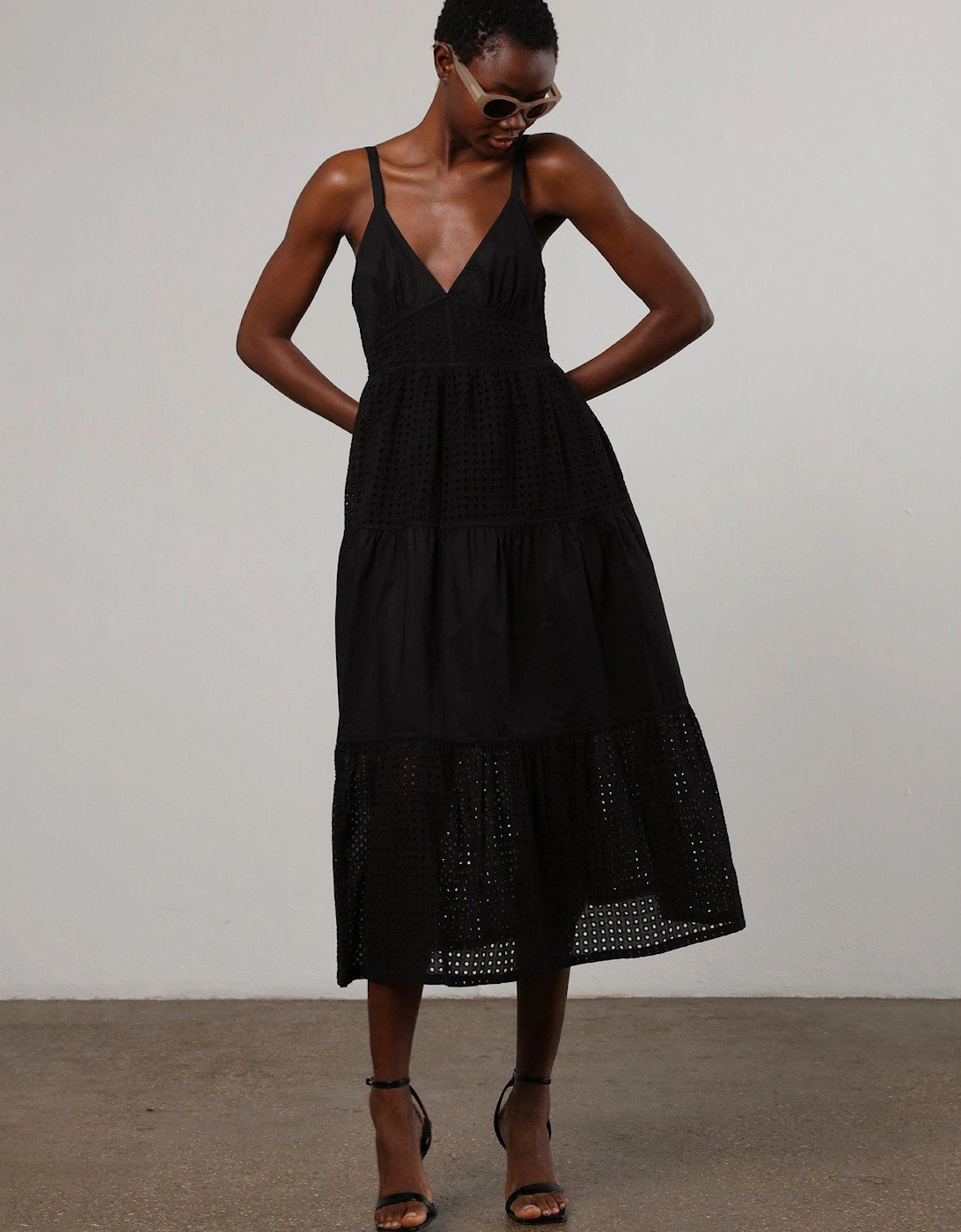 Embroidered Midi Summer Dress - Black, 2 of 1