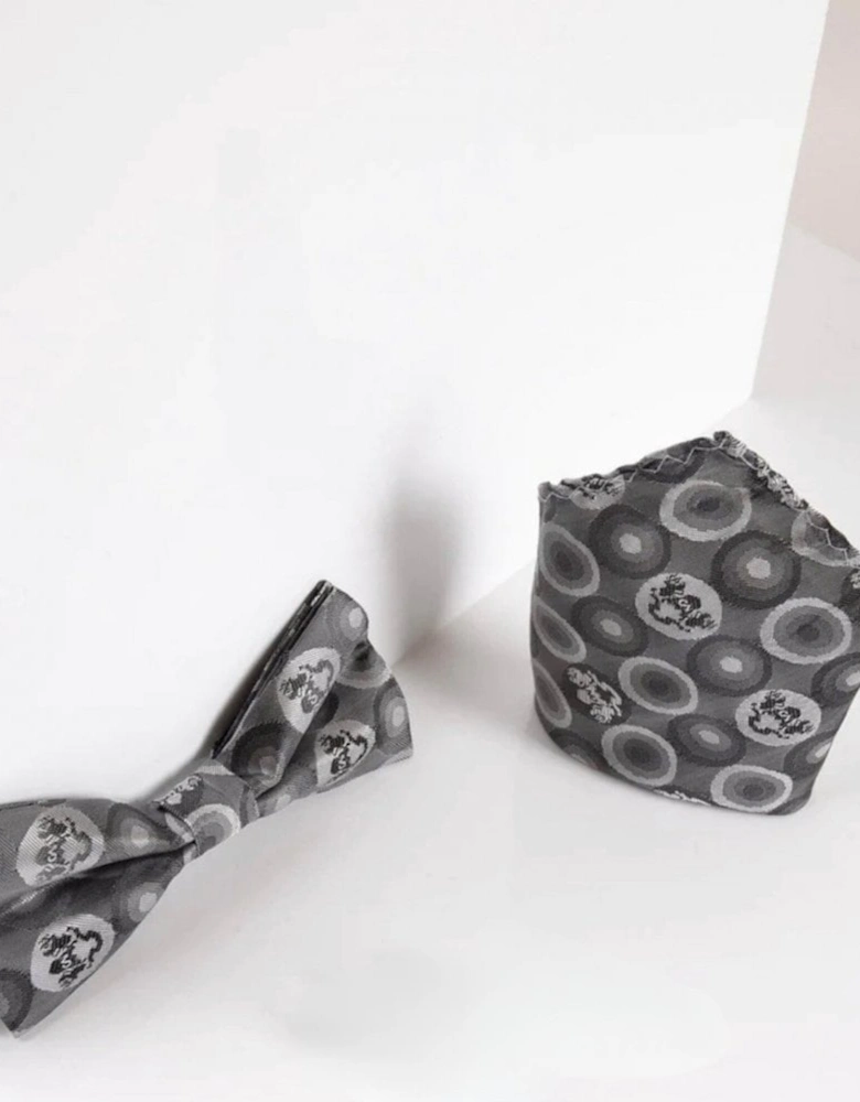 Bubbles Bow Tie & Pocket Square Set - Grey