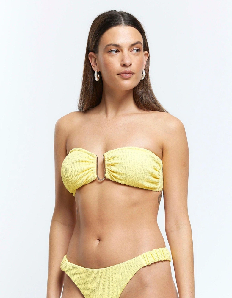 Textured Trim Bandeau Bikini - Yellow Light