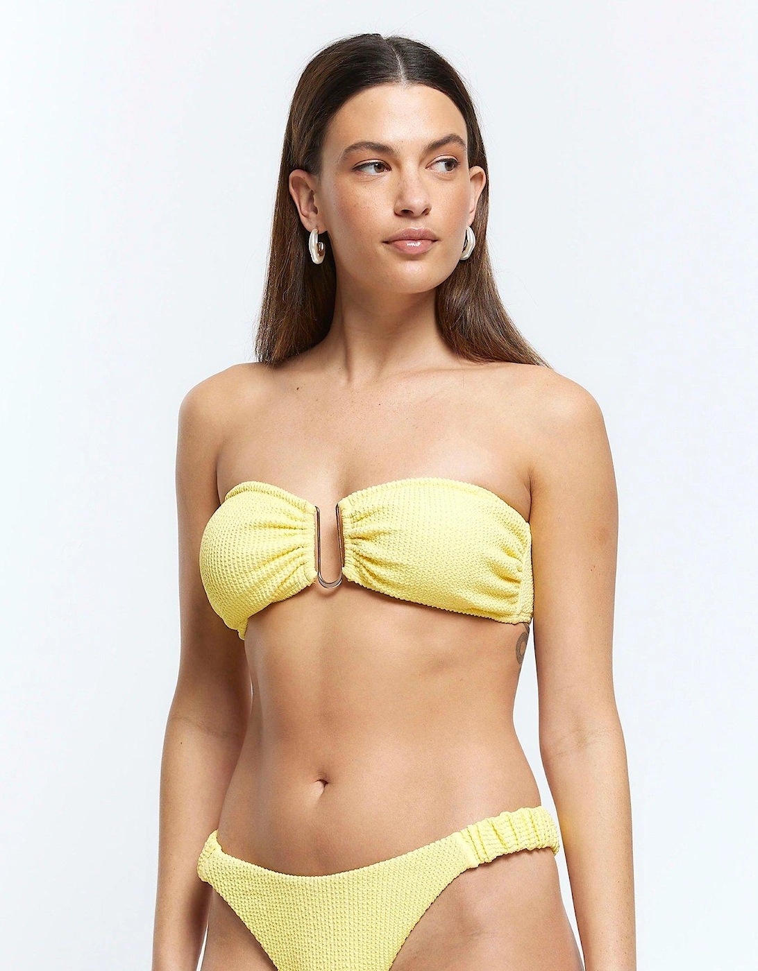 Textured Trim Bandeau Bikini - Yellow Light, 5 of 4
