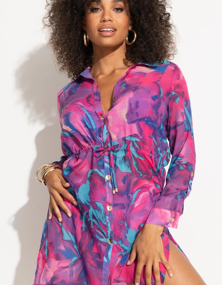 Pour Moi Chiffon Button Through Beach Shirt