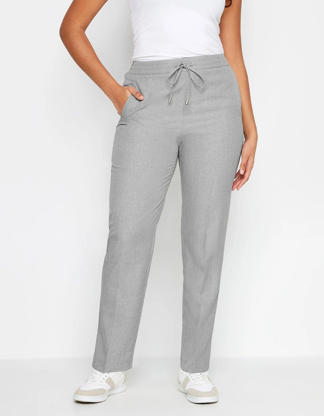 Petite Grey Relaxed Tapered Trousers, 2 of 1