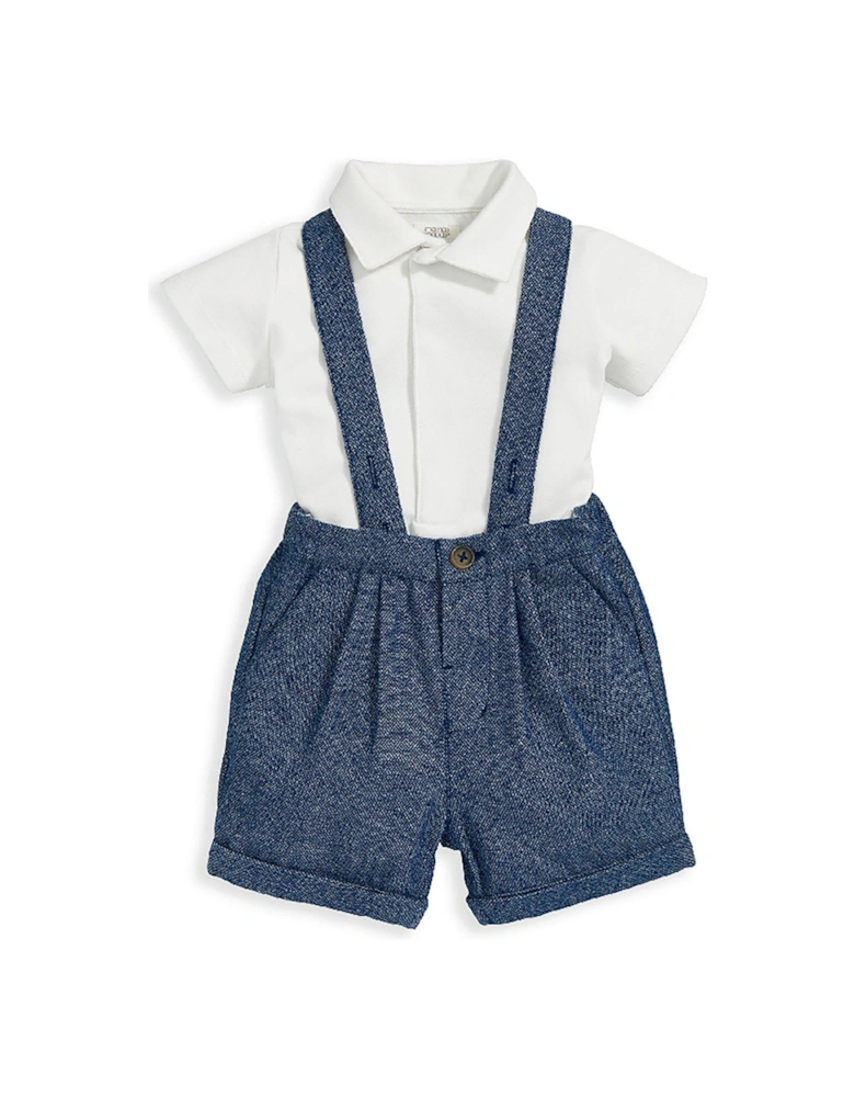 Baby Boys 2 Piece Dungaree Short And Bodysuit - Blue