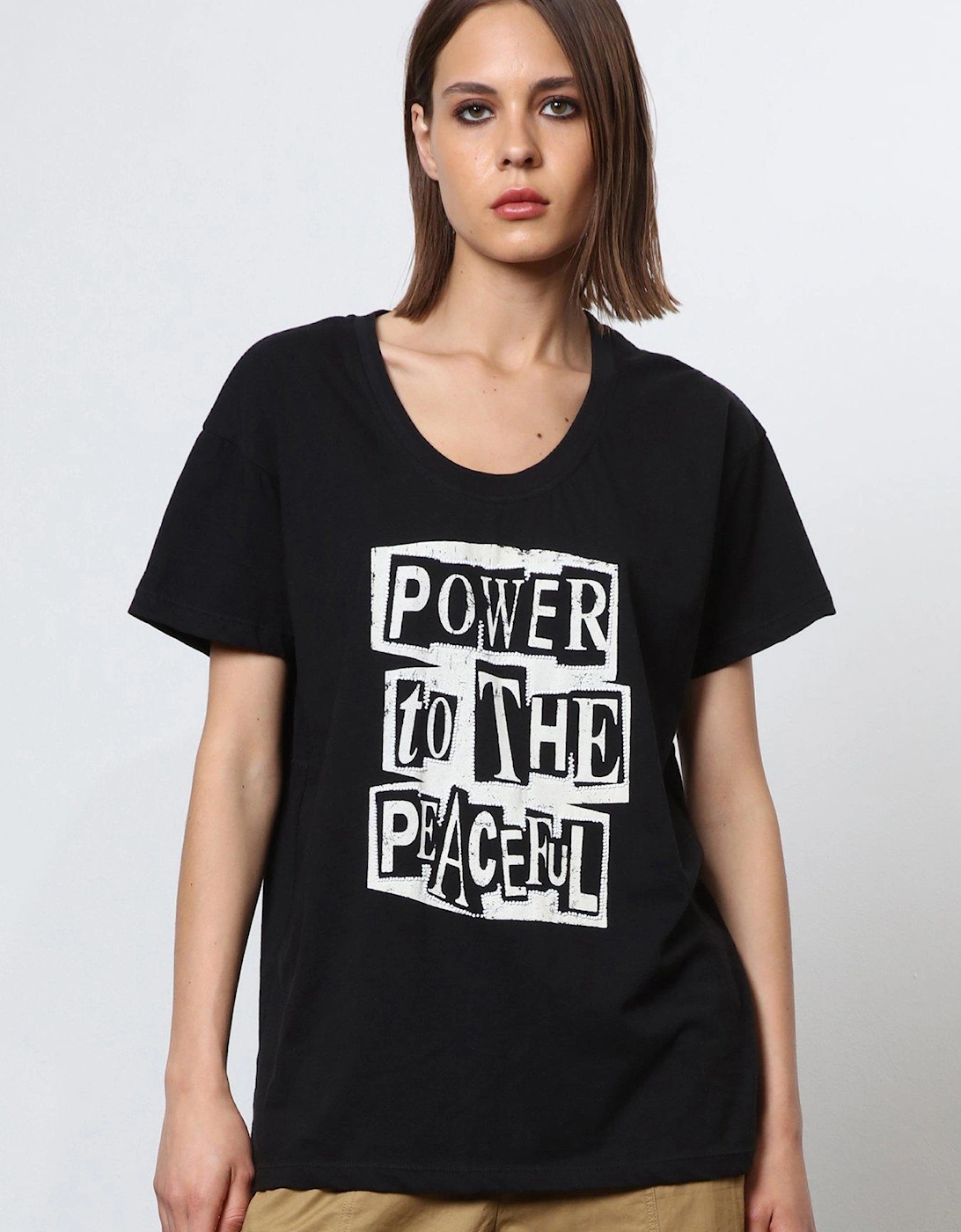 Oversized Beaded Slogan T-shirt - Black, 2 of 1