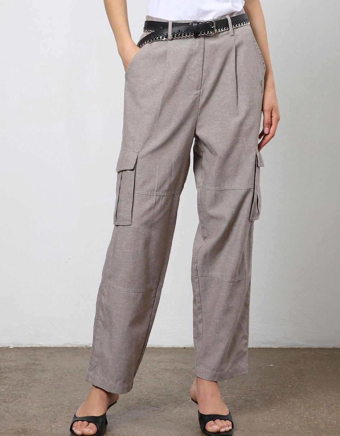 Linen Cargo Trousers - Beige, 2 of 1