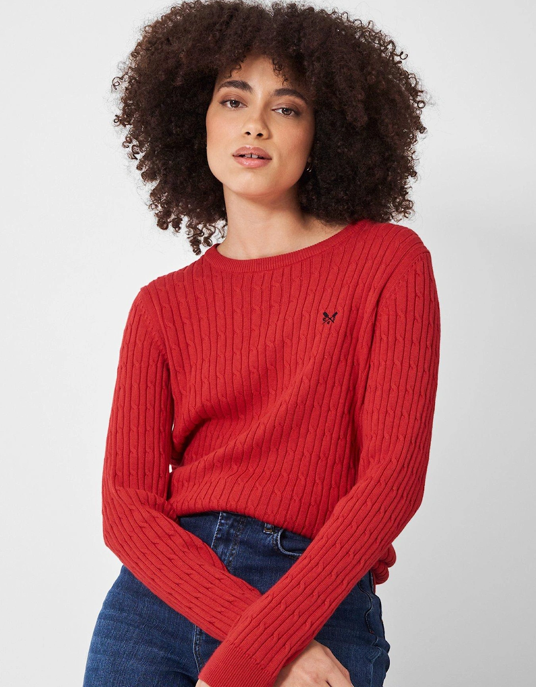 Heritage Crew Neck Cable Knit Jumper - Red, 2 of 1