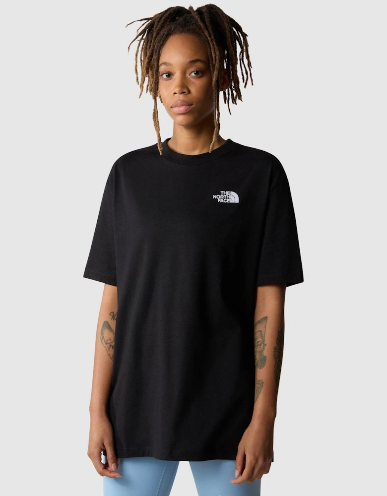 Womens Short Sleeve Oversize Simple Dome Tee - Black