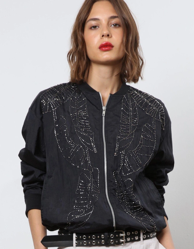 Antares Beaded Bomber Jacket - Black