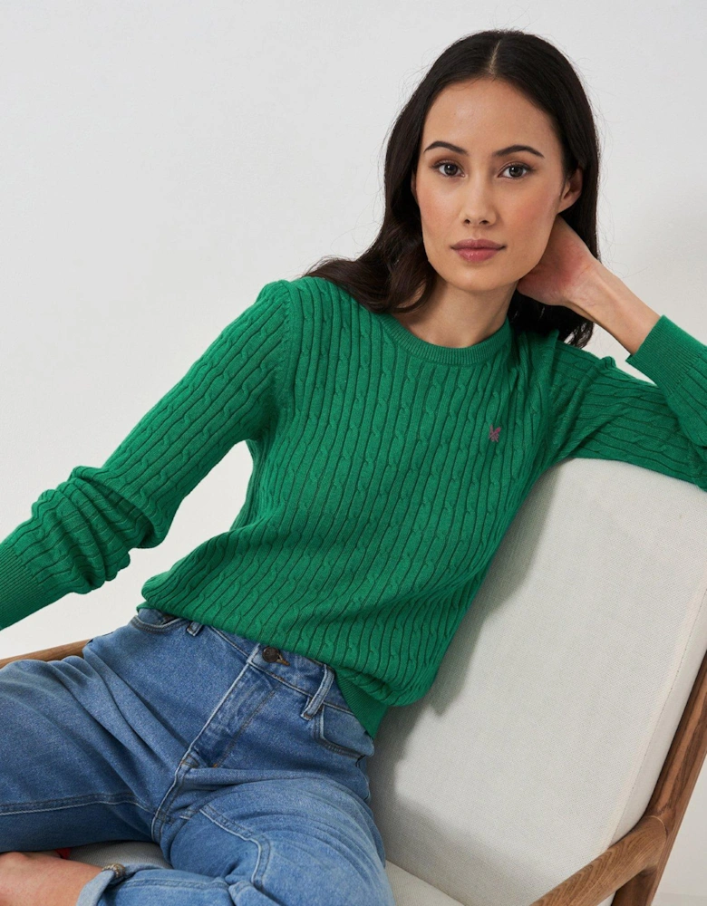 Heritage Crew Neck Cable Knit Jumper - Green