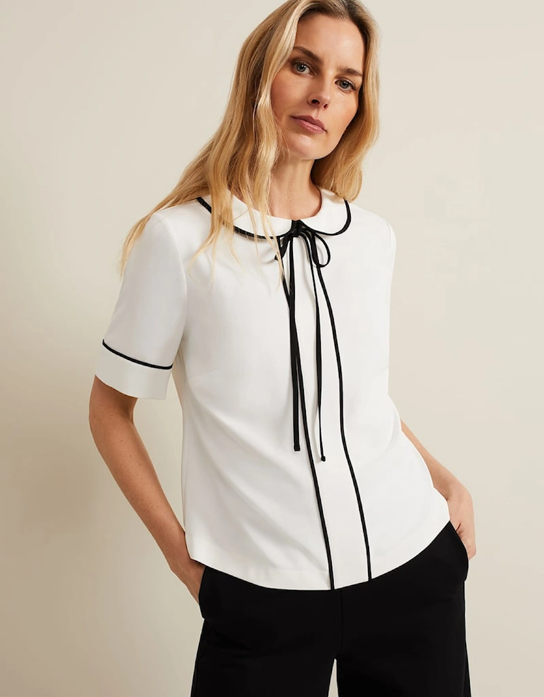 Carys Contrast Piping Blouse, 2 of 1