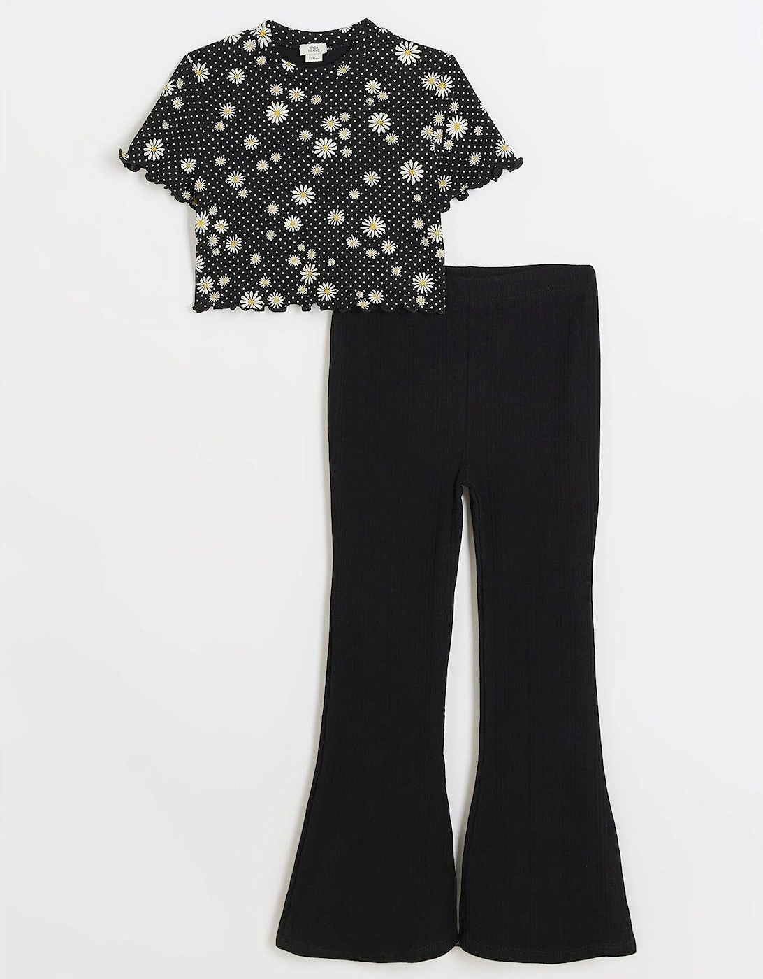 Girls Floral Top And Trousers Set - Black, 3 of 2