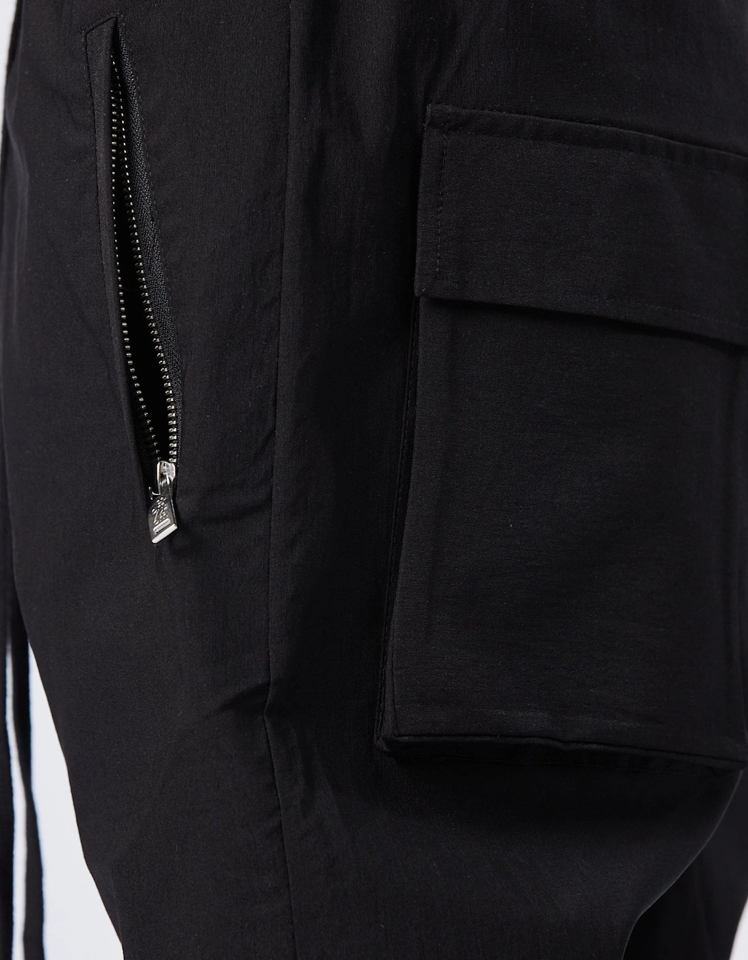 Cuffed Stretch Black Cargo Pant