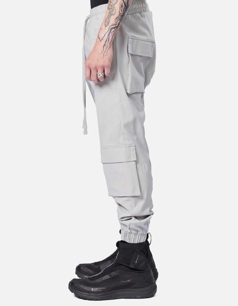Stretch Cuffed Grey Cargo Pant