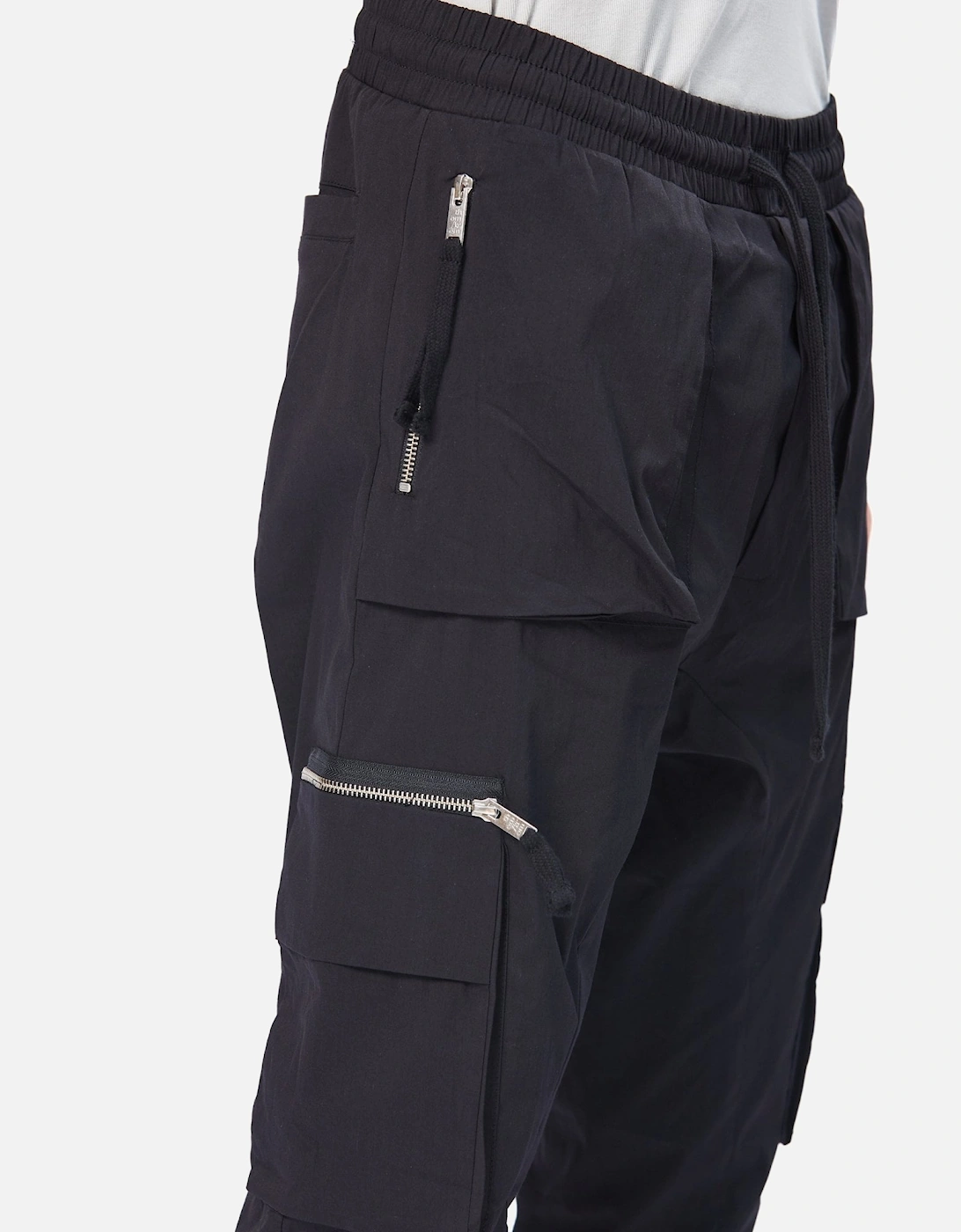 Zip Pocket Cuffed Black Trouser