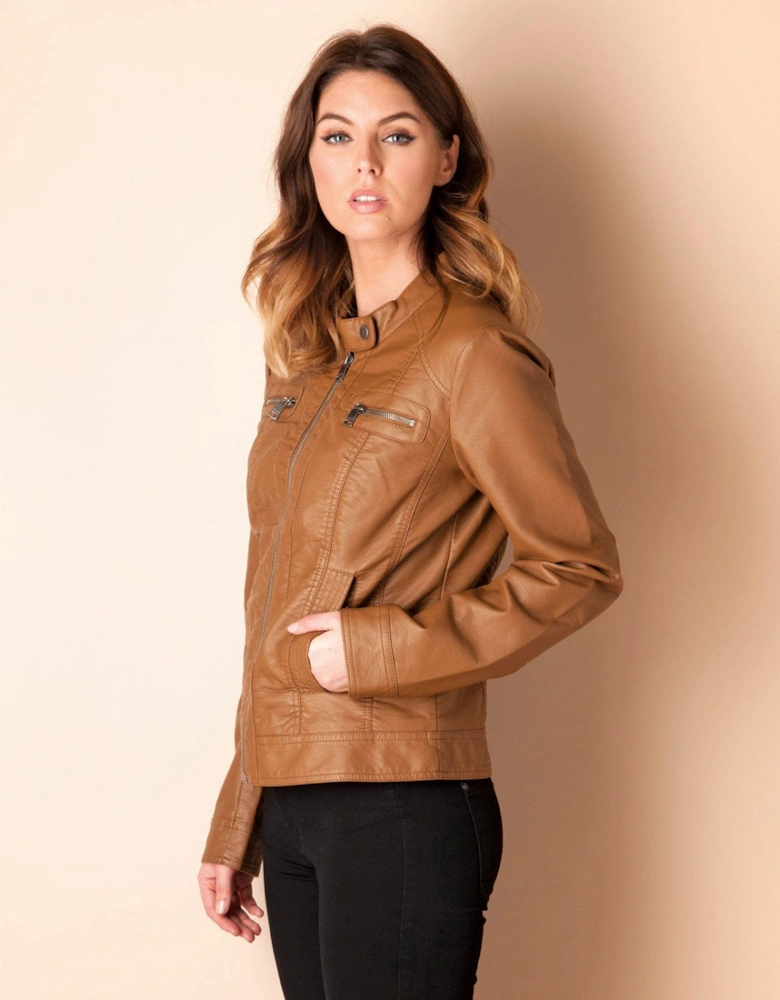 Womens Bandit Faux Leather Biker Jacket