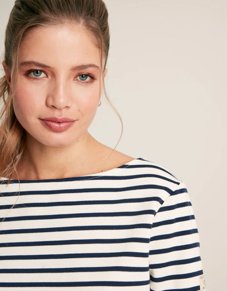 Women's New Harbour Relaxed Fit Boat Neck Breton Top Cream/Navy Stripe