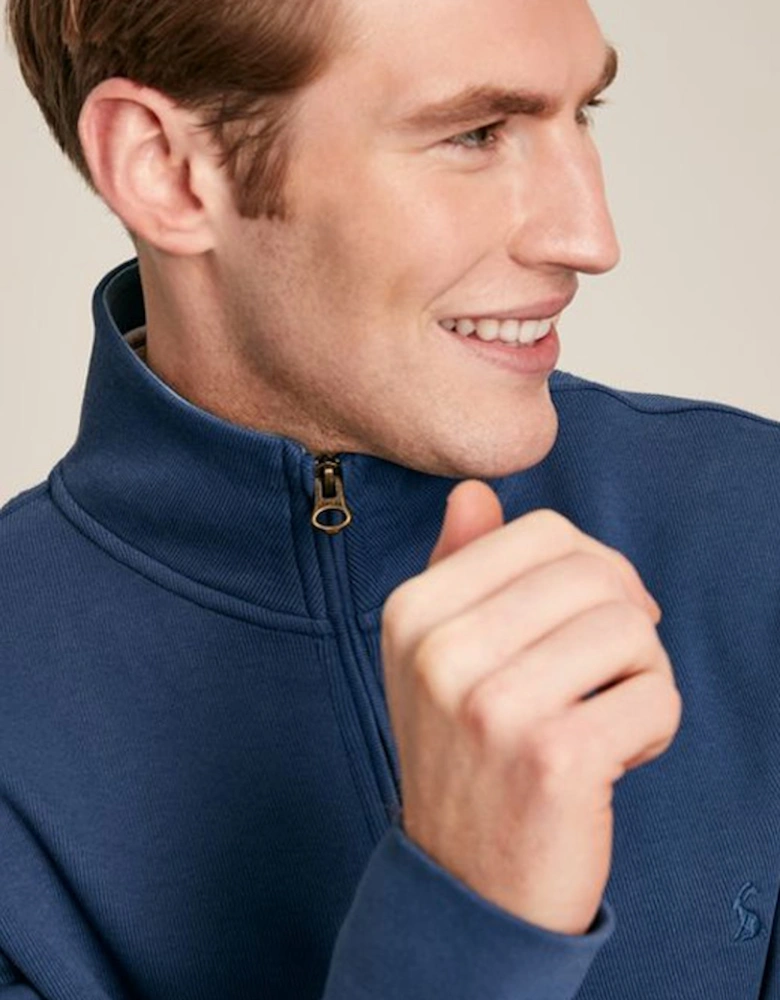 Men's Alistair Quarter Zip Cotton Sweatshirt Blue