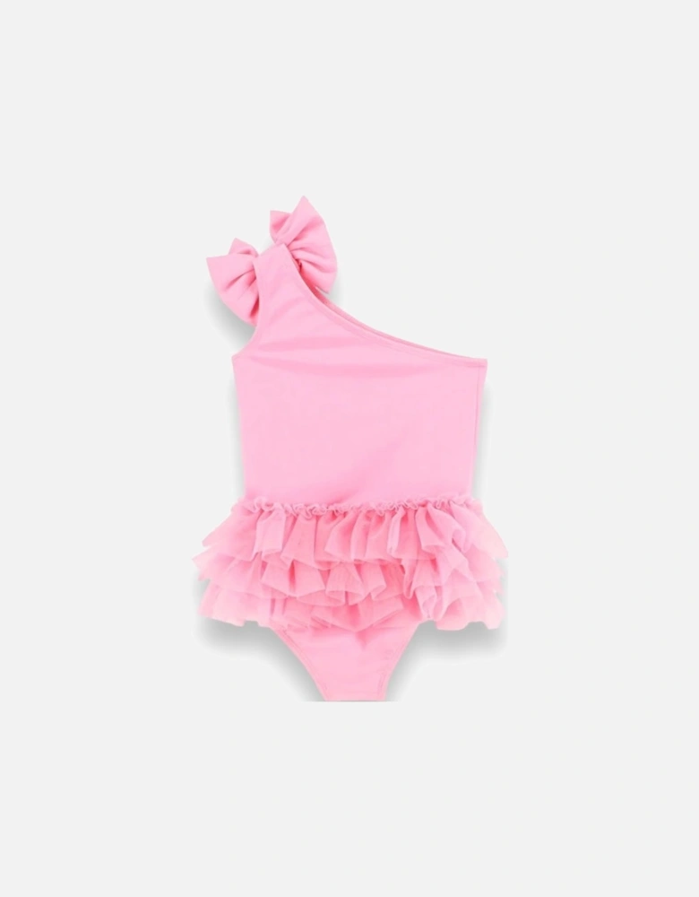 Pink Bow Shoulder Swimsuit