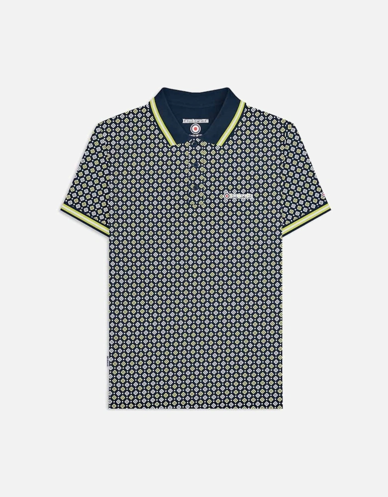 Mens Geometric Allover Print Polo Shirt