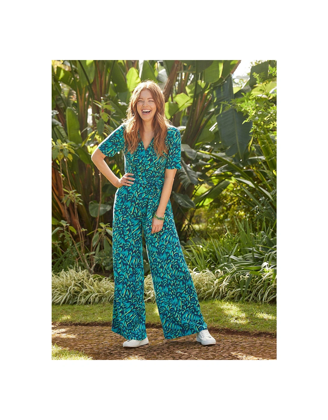 Printed Belted Wide Leg Jumpsuit - Multi, 2 of 1