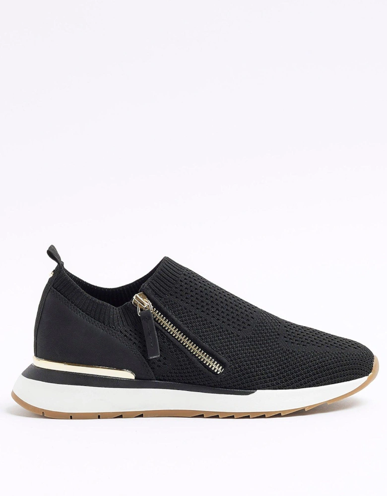 Side Zip Knitted Runner - Black