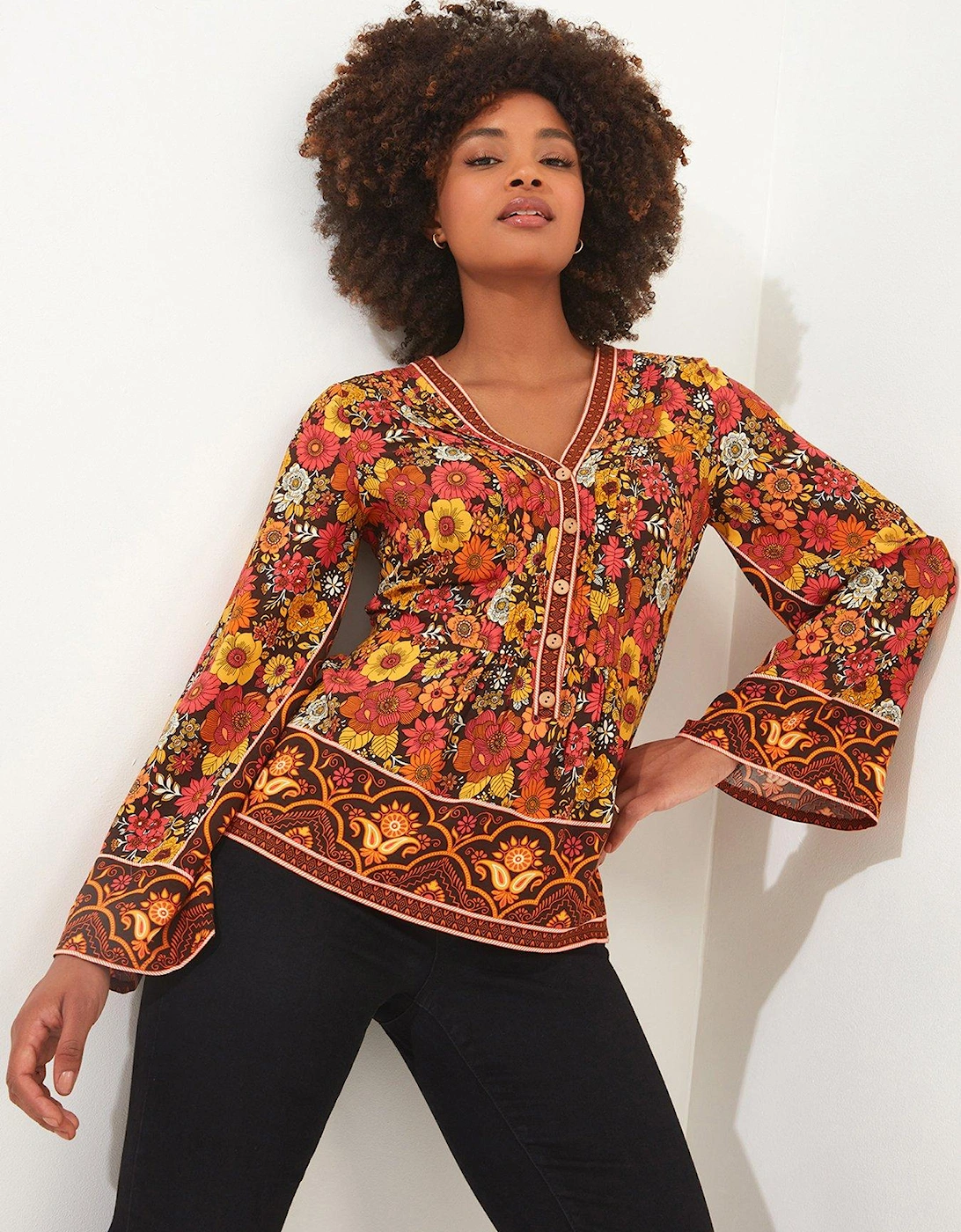 Floral Button Front Blouse - Multi, 2 of 1