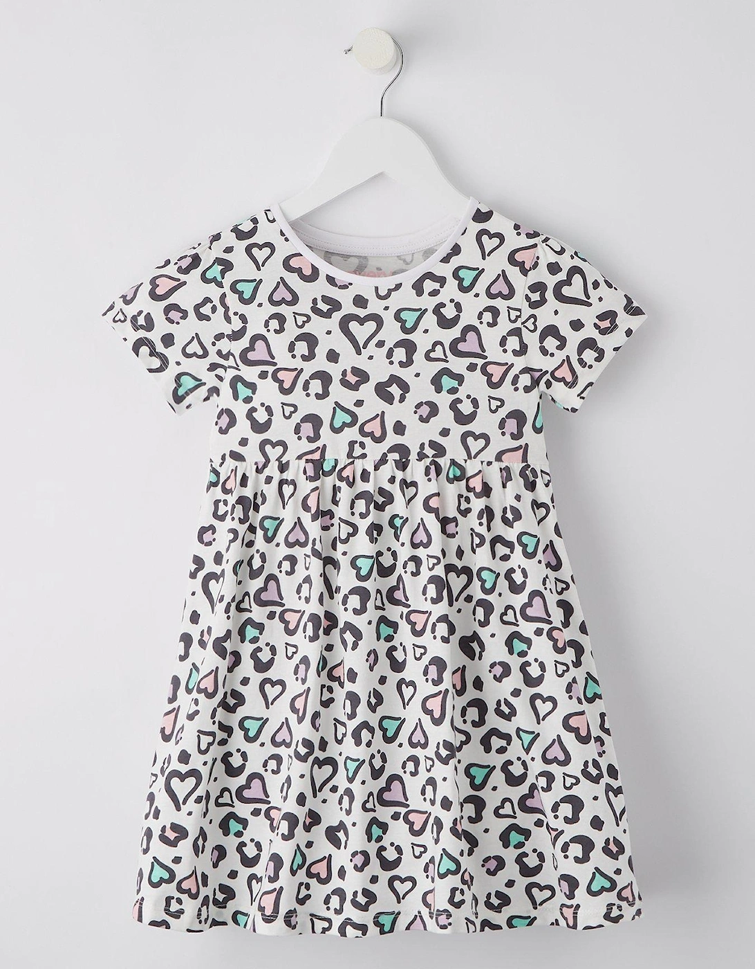 Girls Short Sleeve Animal Print Jersey Dress - Multi, 2 of 1