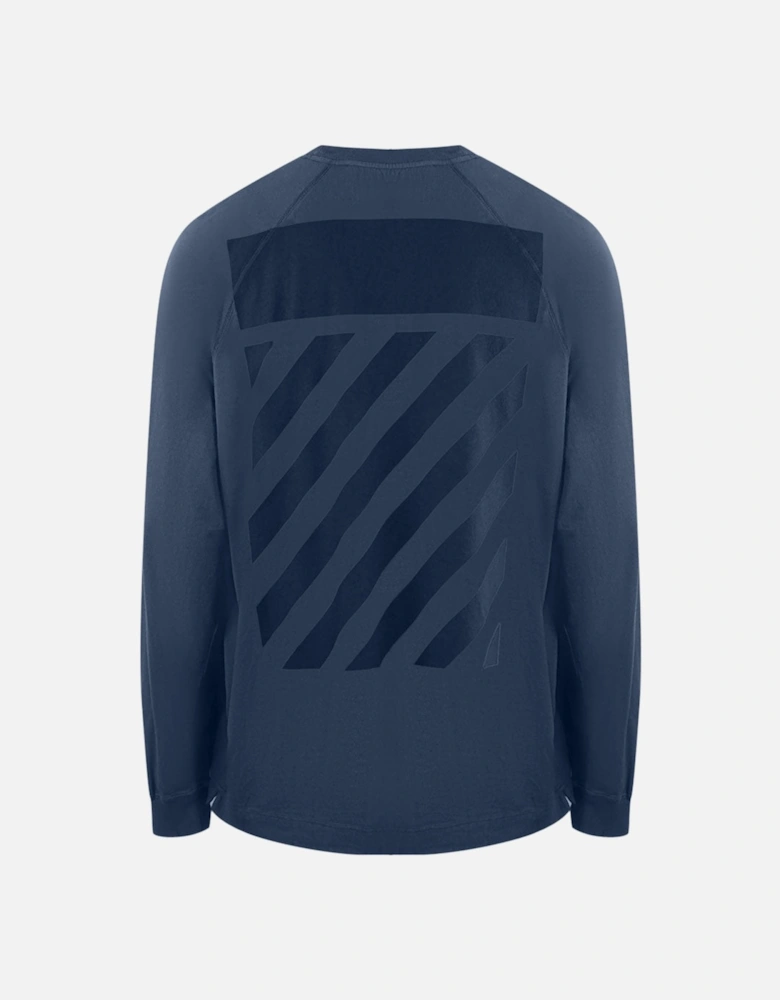 Diag Line Back Logo Navy Blue Sweatshirt