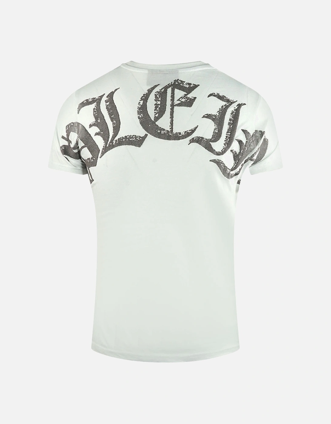 Lincon Large Skull Crystal Design White T-Shirt
