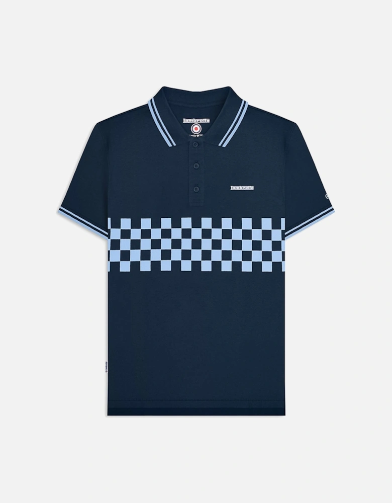 Mens Two Toned Tipped Checked Polo Shirt
