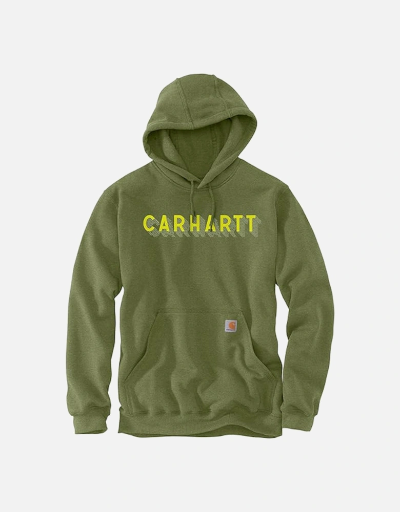Carhartt Men's Rain Defender Loose Fit Midweight Logo Graphic Sweatshirt Chive Heather