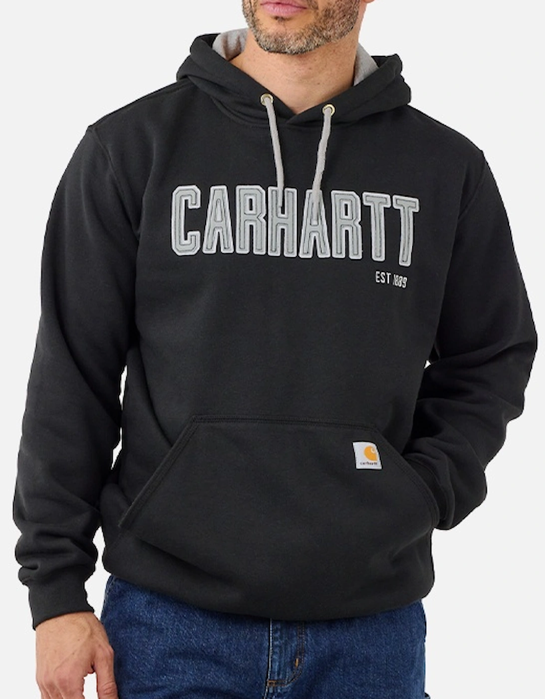 Carhartt Mens Loose Fit Midweight Felt Logo Graphic Sweatshirt Black