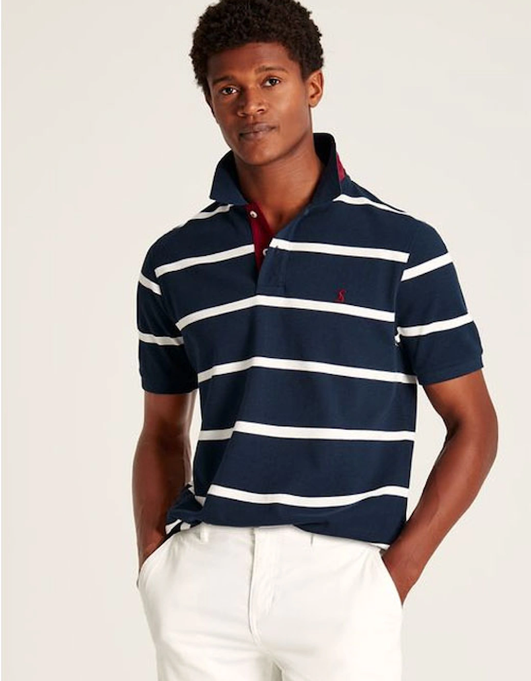 Men's Filbert Polo Shirt Navy White Stripe, 7 of 6