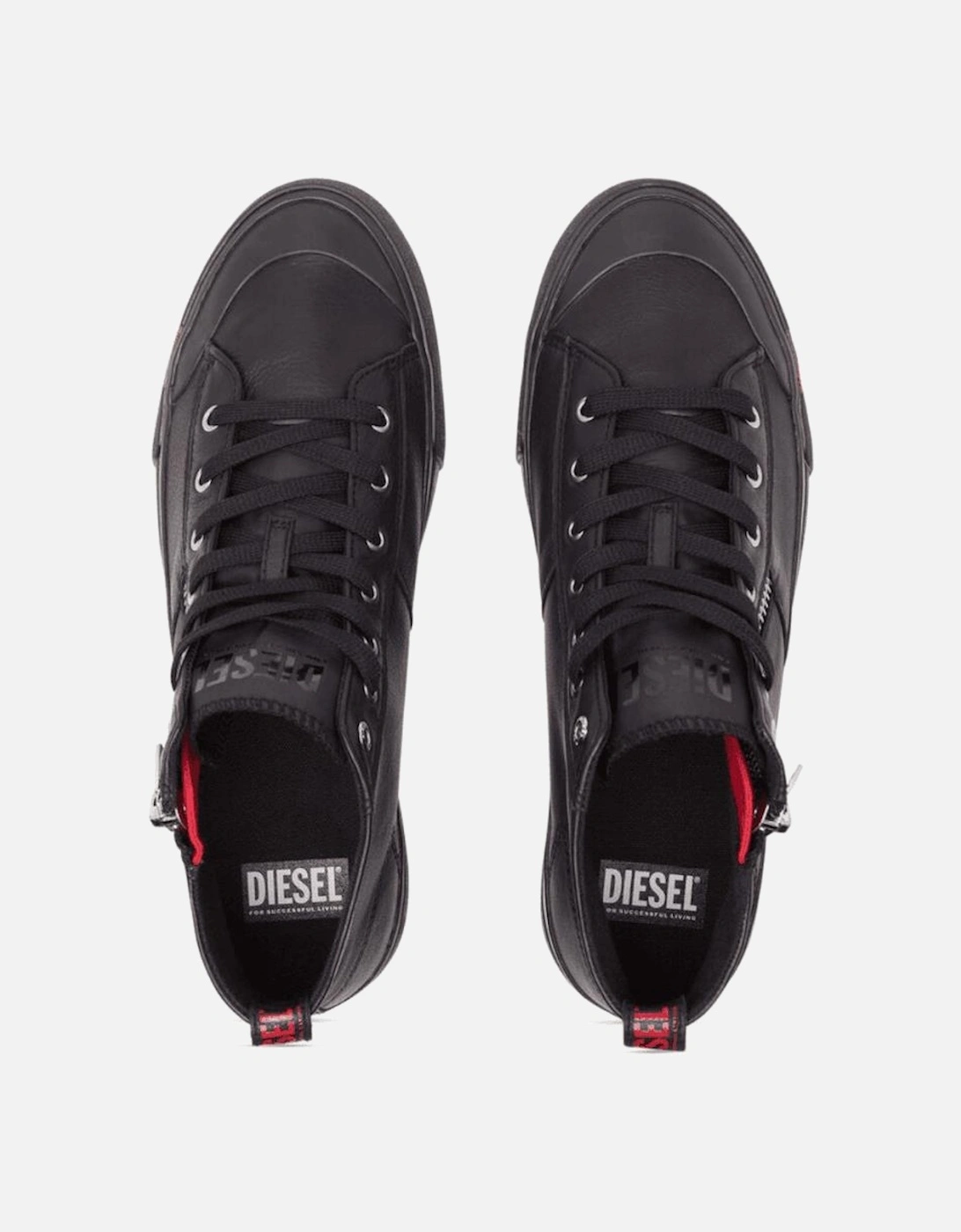 S-ATHOS Zip Leather High Top Black Sneaker