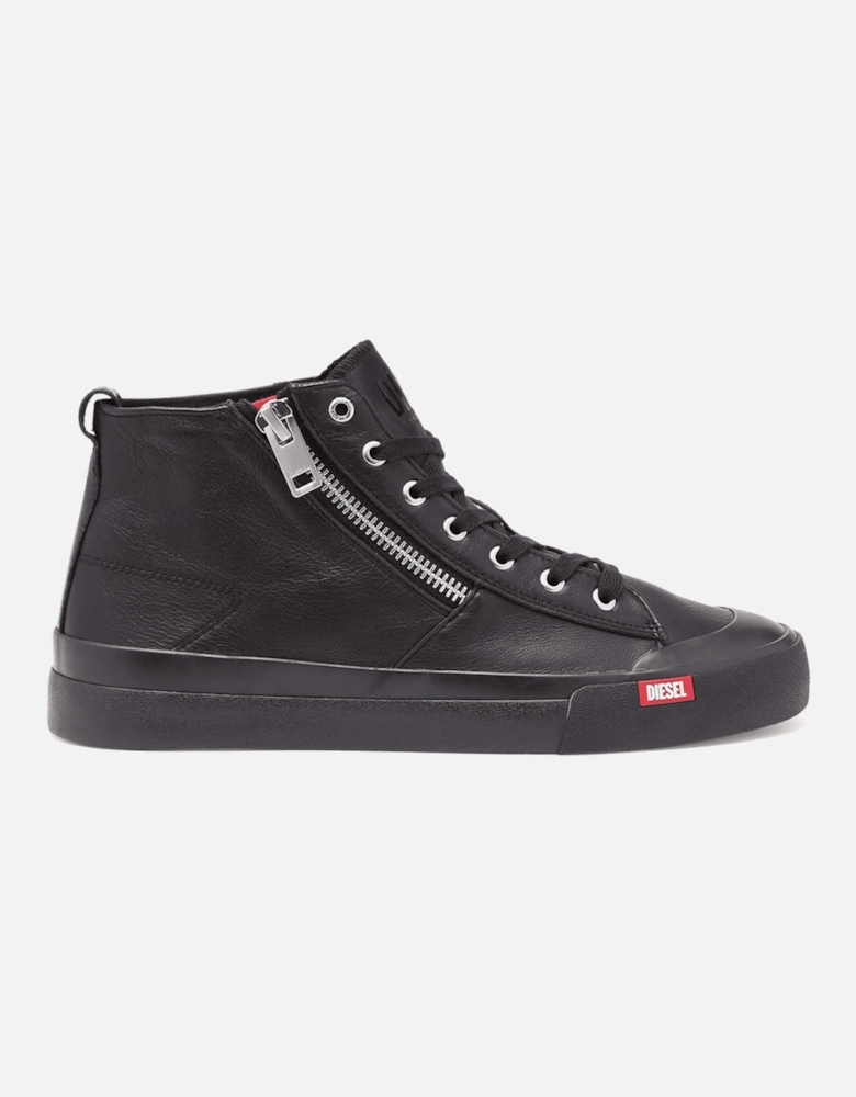 S-ATHOS Zip Leather High Top Black Sneaker