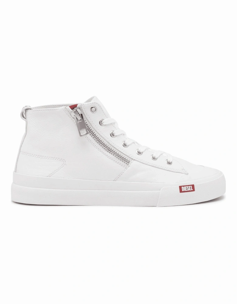 S-ATHOS Zip Leather High Top White Sneaker