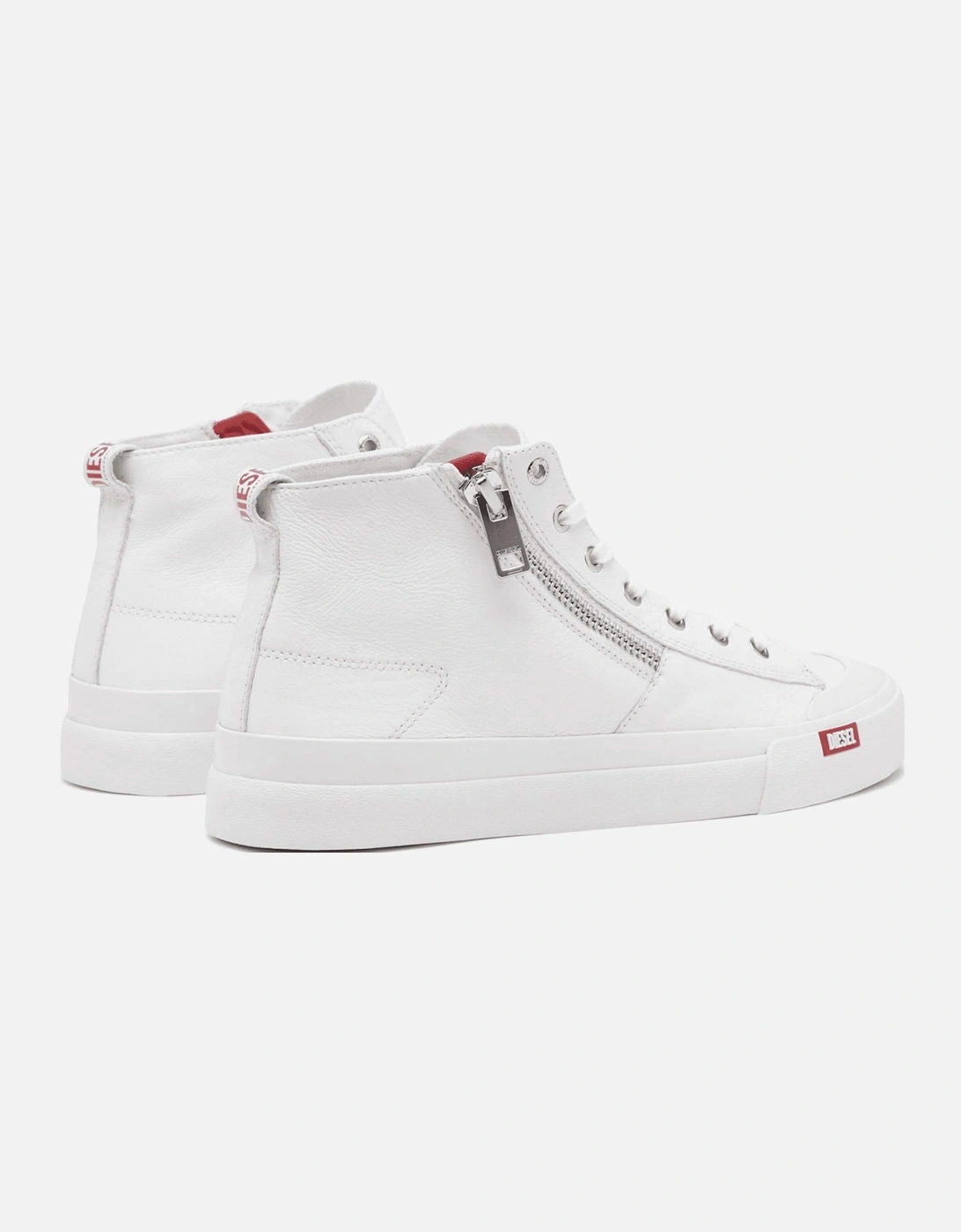 S-ATHOS Zip Leather High Top White Sneaker