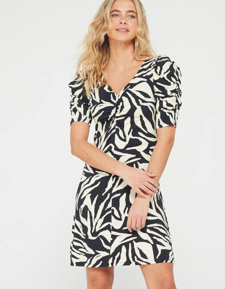 Ruched Sleeve Jersey Mini Dress