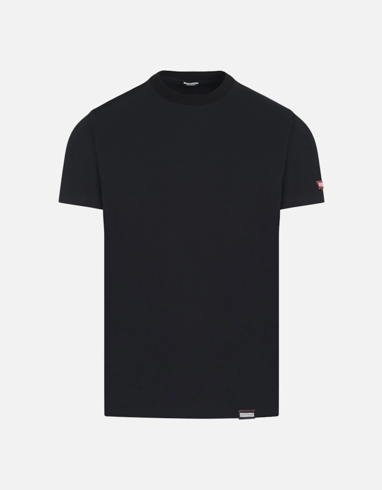 Maple Leaf Badge Cotton T-shirt Black