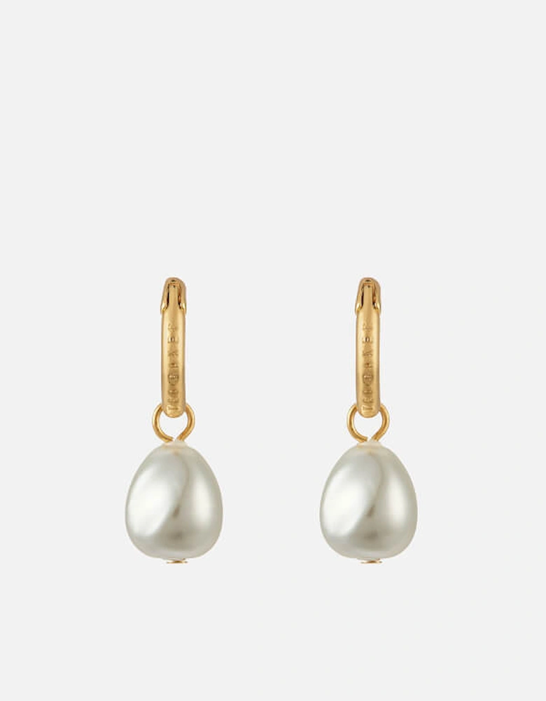 Periaa Gold-Tone and Faux Pearl Hoop Earrings