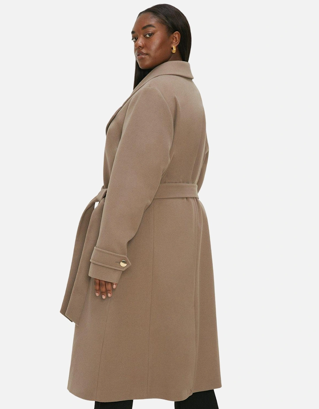 Womens/Ladies Belt Curve Longline Coat
