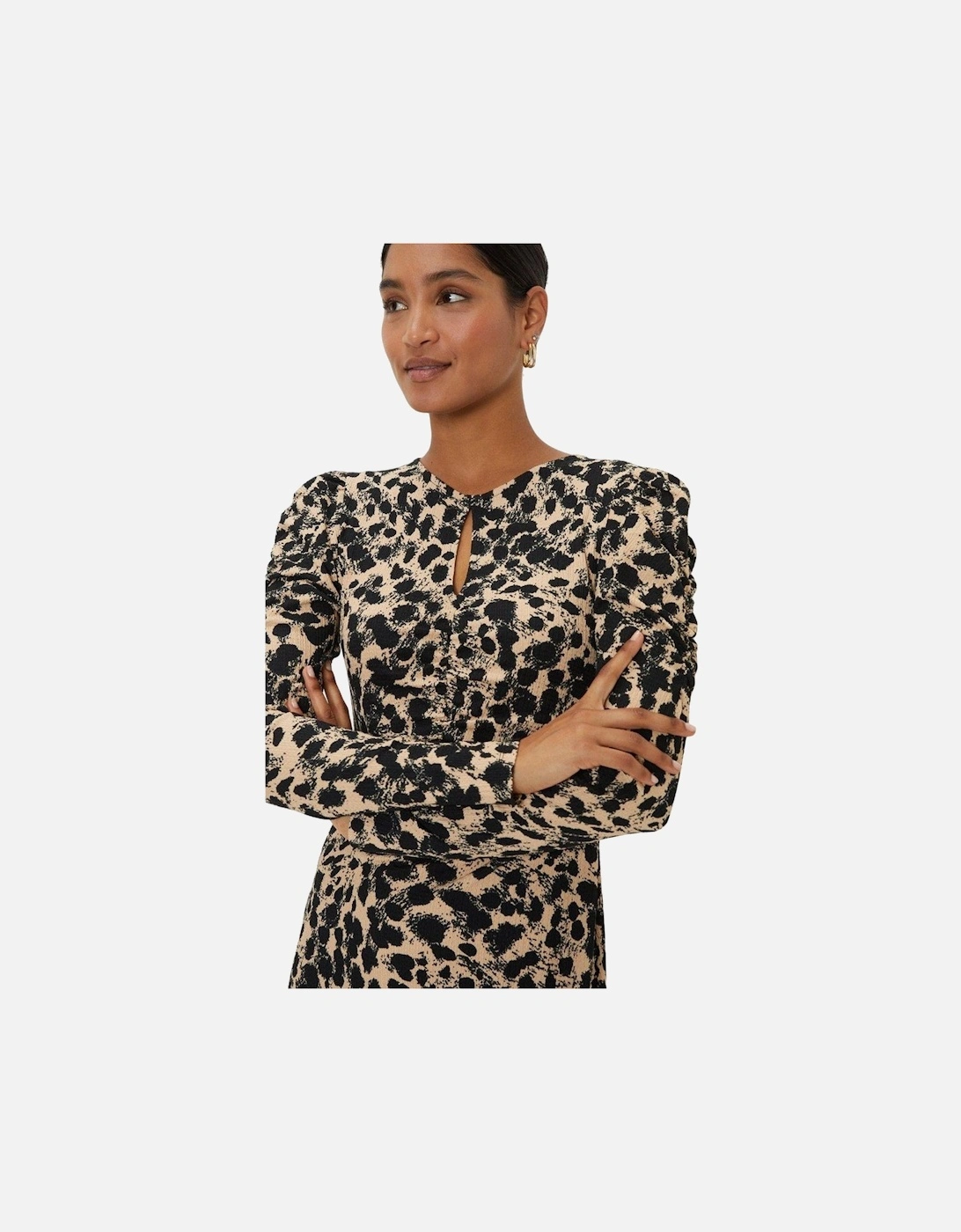 Womens/Ladies Leopard Print Keyhole Midi Dress