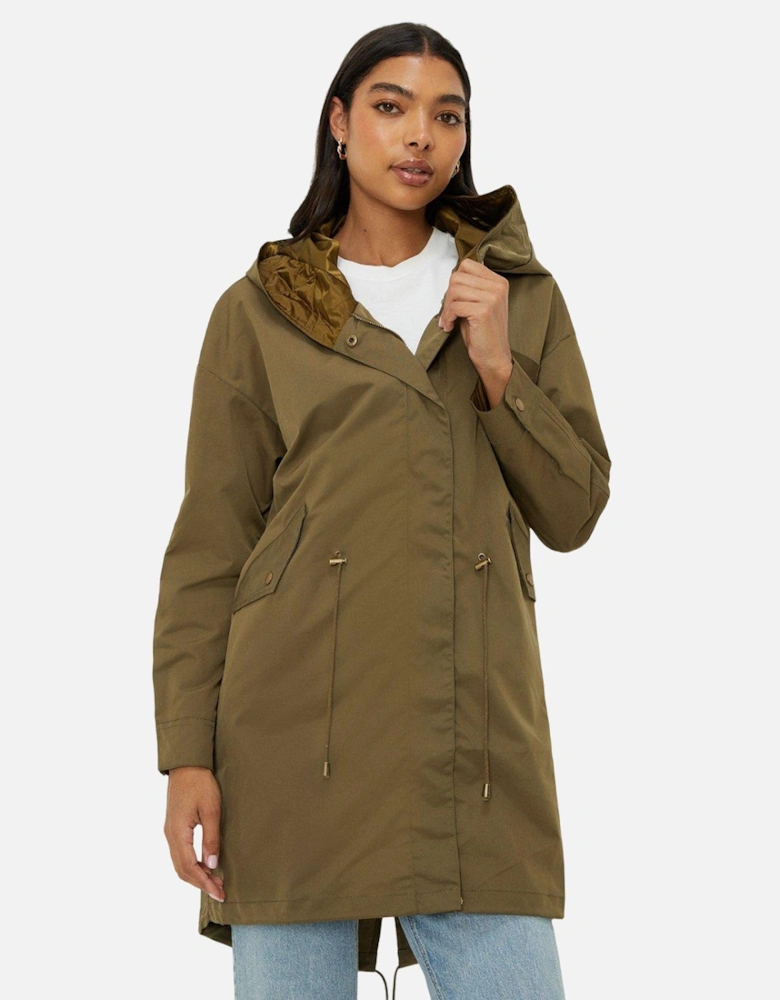 Womens/Ladies Plain Hooded Raincoat