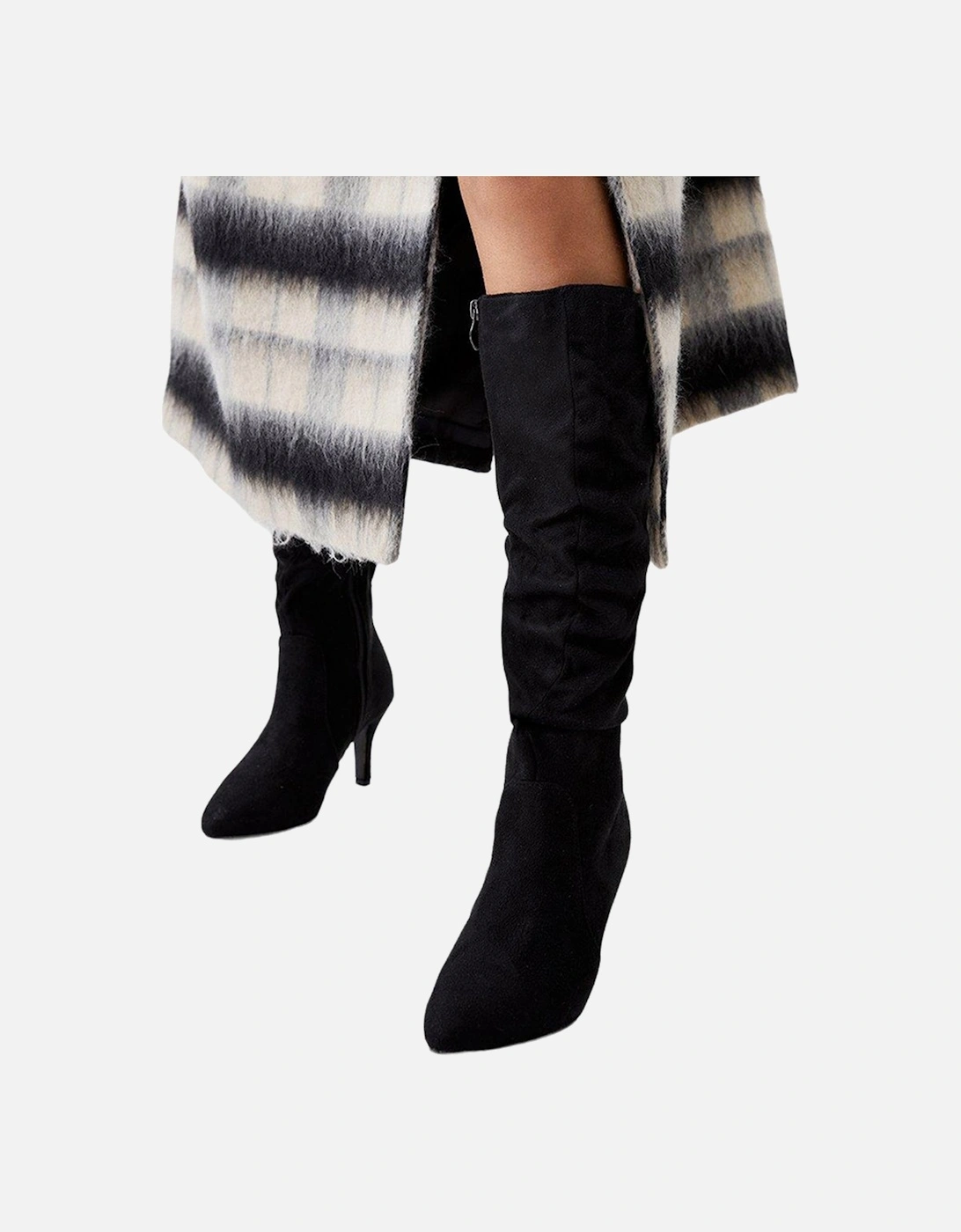 Womens/Ladies Krista Ruched Pointed Medium Heel Knee-High Boots