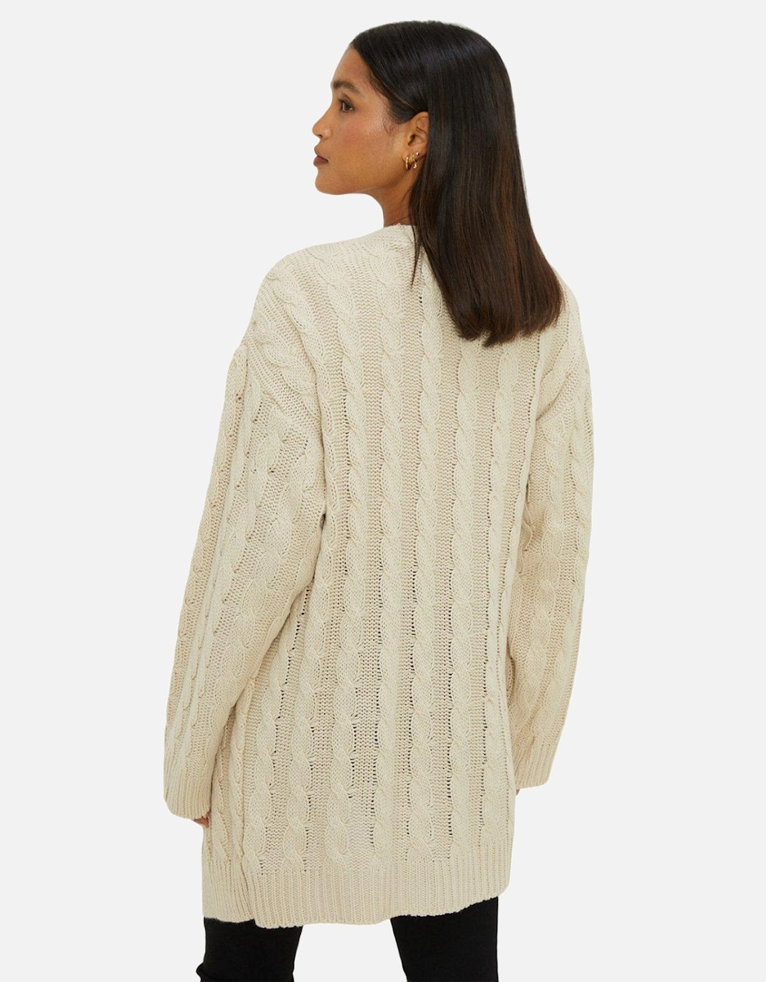 Womens/Ladies Cable Chunky Knit Longline Cardigan