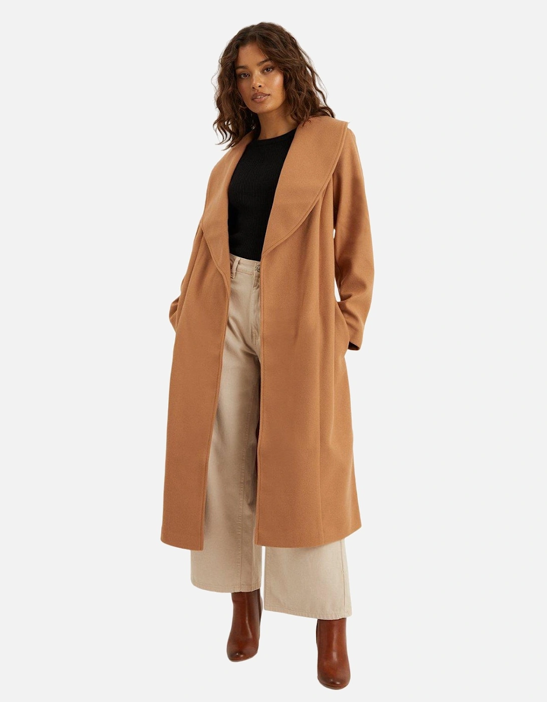 Womens/Ladies Wrap Petite Longline Coat, 4 of 3